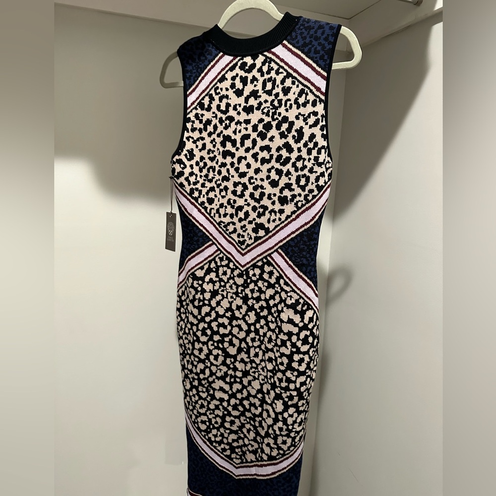 NWT Vince Camuto Knit Animal Print Sleeveless Bodycon Sheath Dress Size Medium